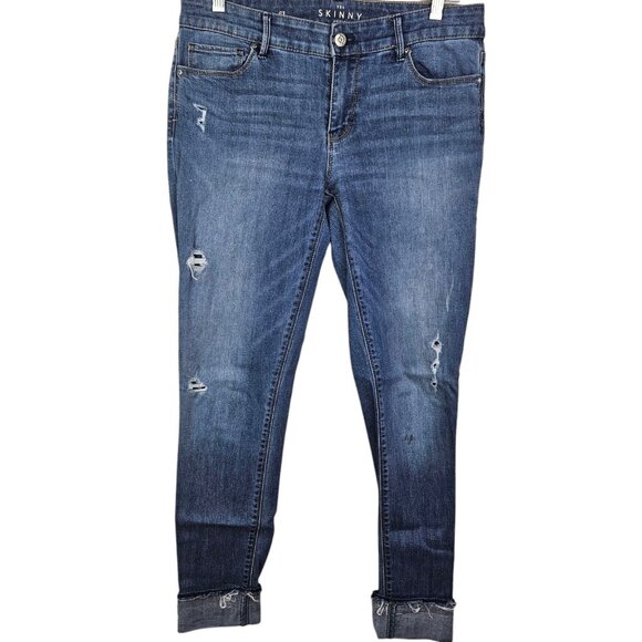 White House Black Market Jeans The Skinny Ankle Stretch Mid Rise Blue‎ Size 6L - Picture 1 of 13